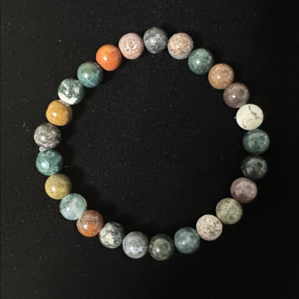 Natural Indian Agate Beaded Bracelet